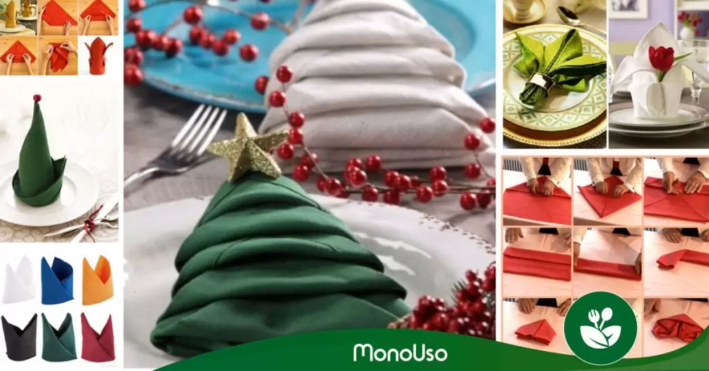 Doblar servilletas de tela para Navidad